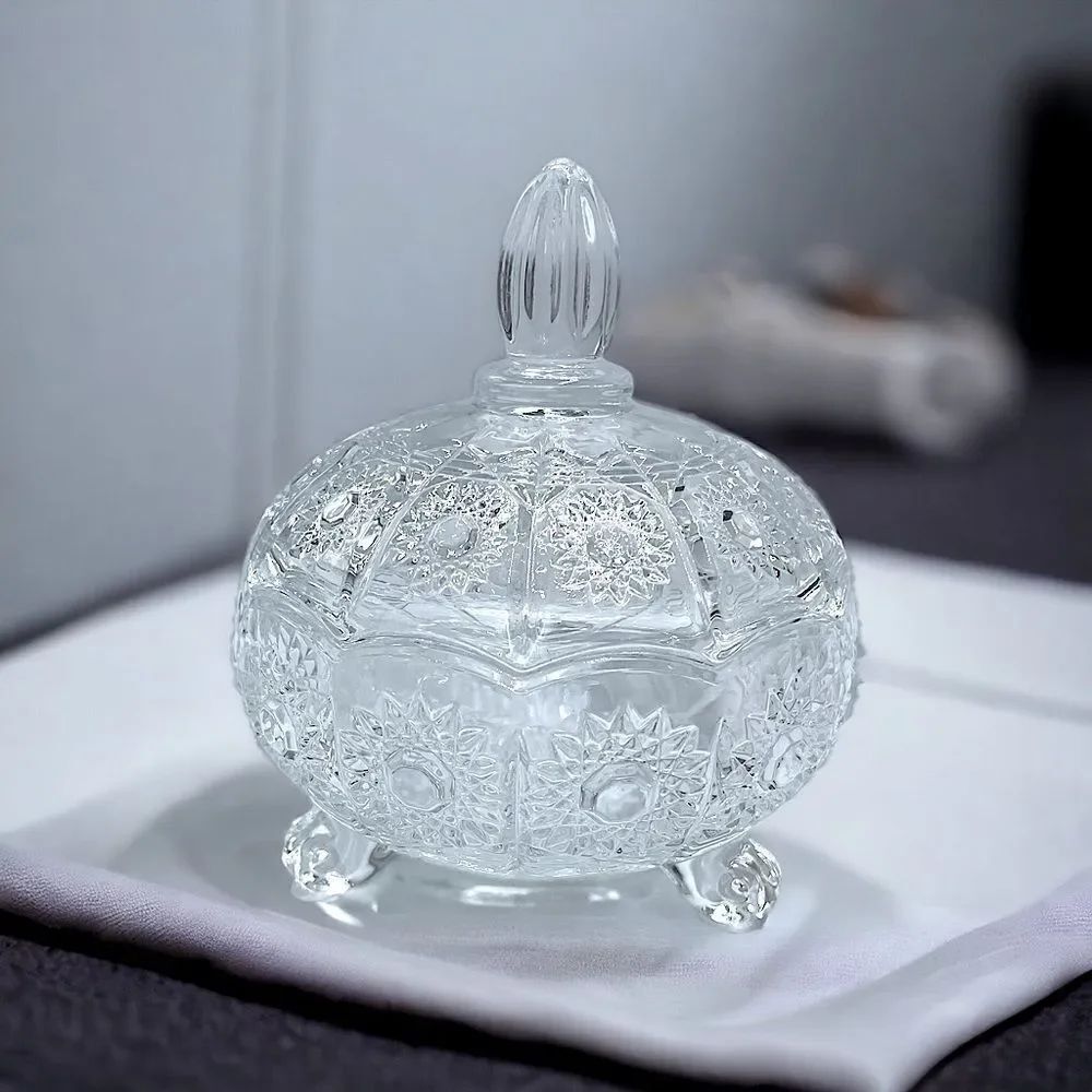 NIB l Candy Dish, Stand l Lid l Glass l Home Bathroom Kitchen  l New